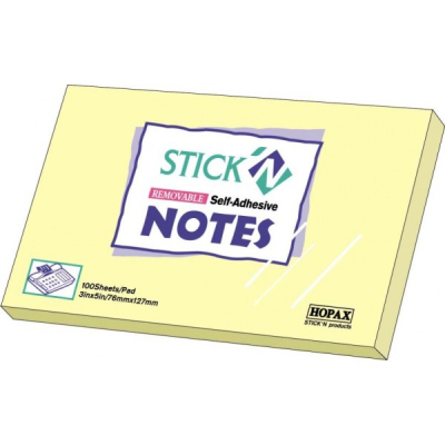 Самоклеящийся блок Hopax  76х101 мм.,100л.,Stick'N Notes