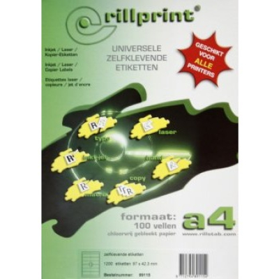 Этикетки самоклеющиеся универсальные Rillprint  А4, 70x50,8 мм., 15 этикеток на листе, упаковка – 100 листов.